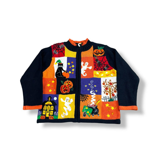Vintage Halloween Knit Zip-Up 3/4T