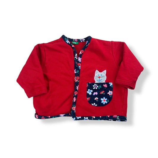 Vintage Colors of Benetton Cat Cardigan 18 Months