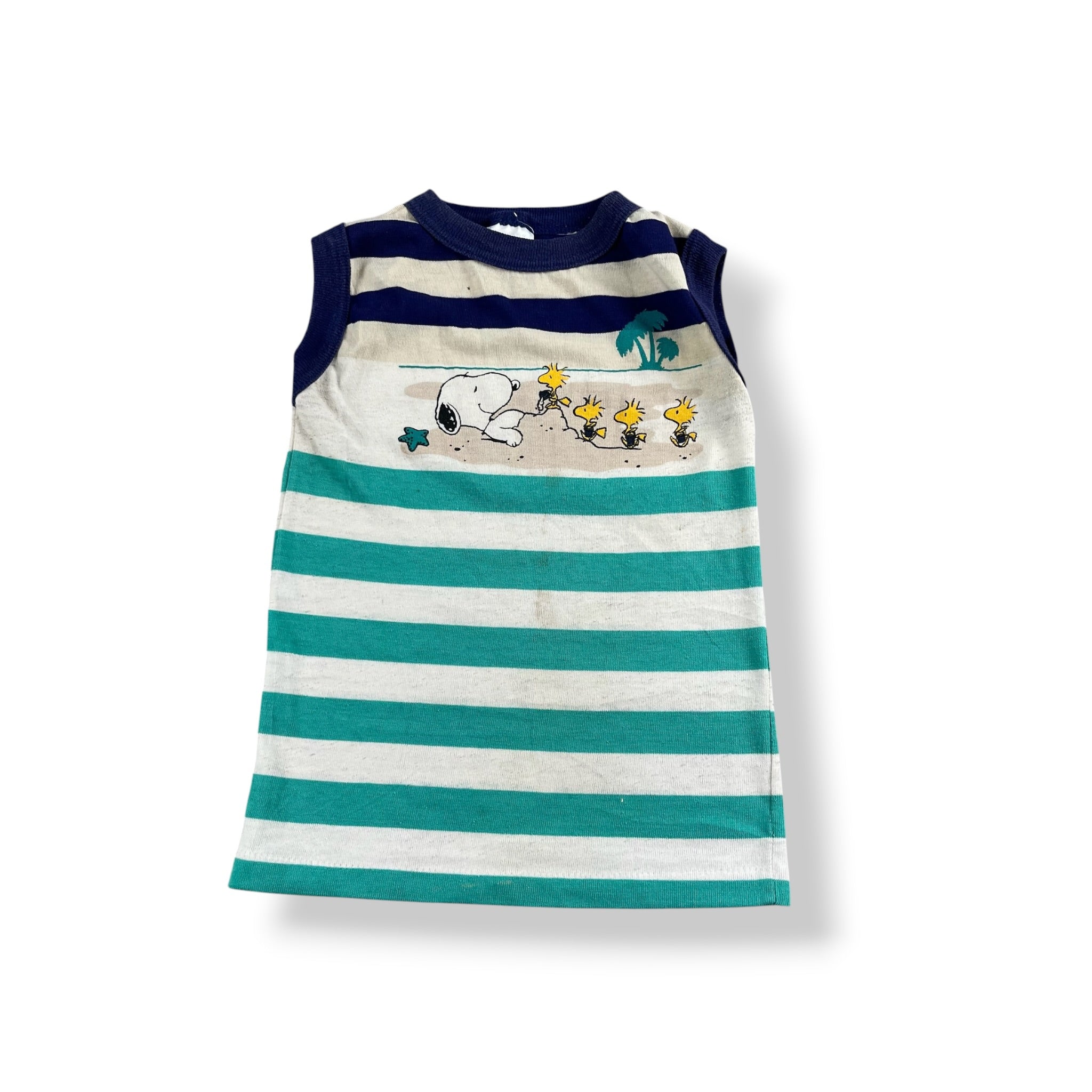 Vintage Snoopy & Woodstock Striped Muscle Tank 3T
