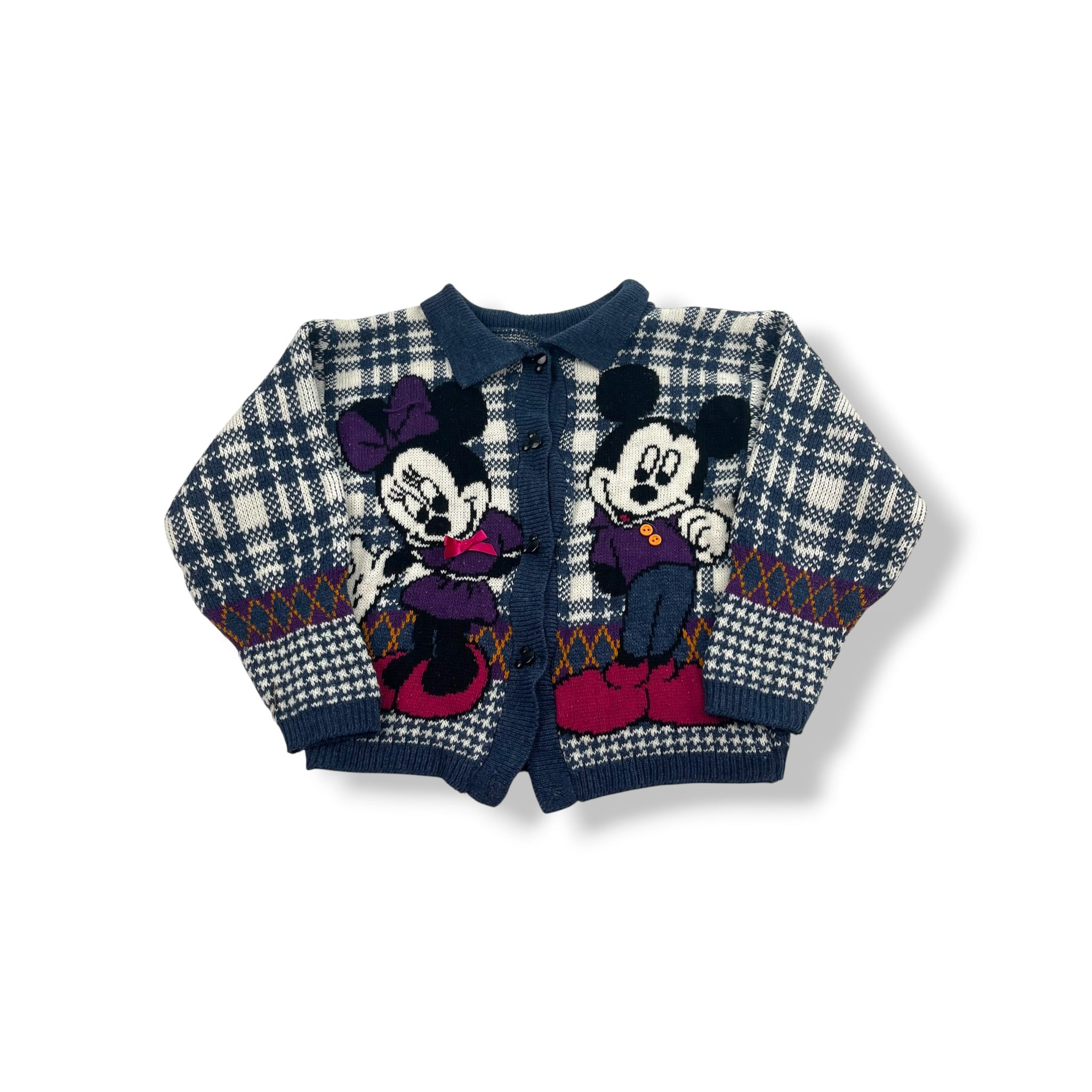 Vintage Mickey & Minnie Mouse Knit Cardigan 4/5T
