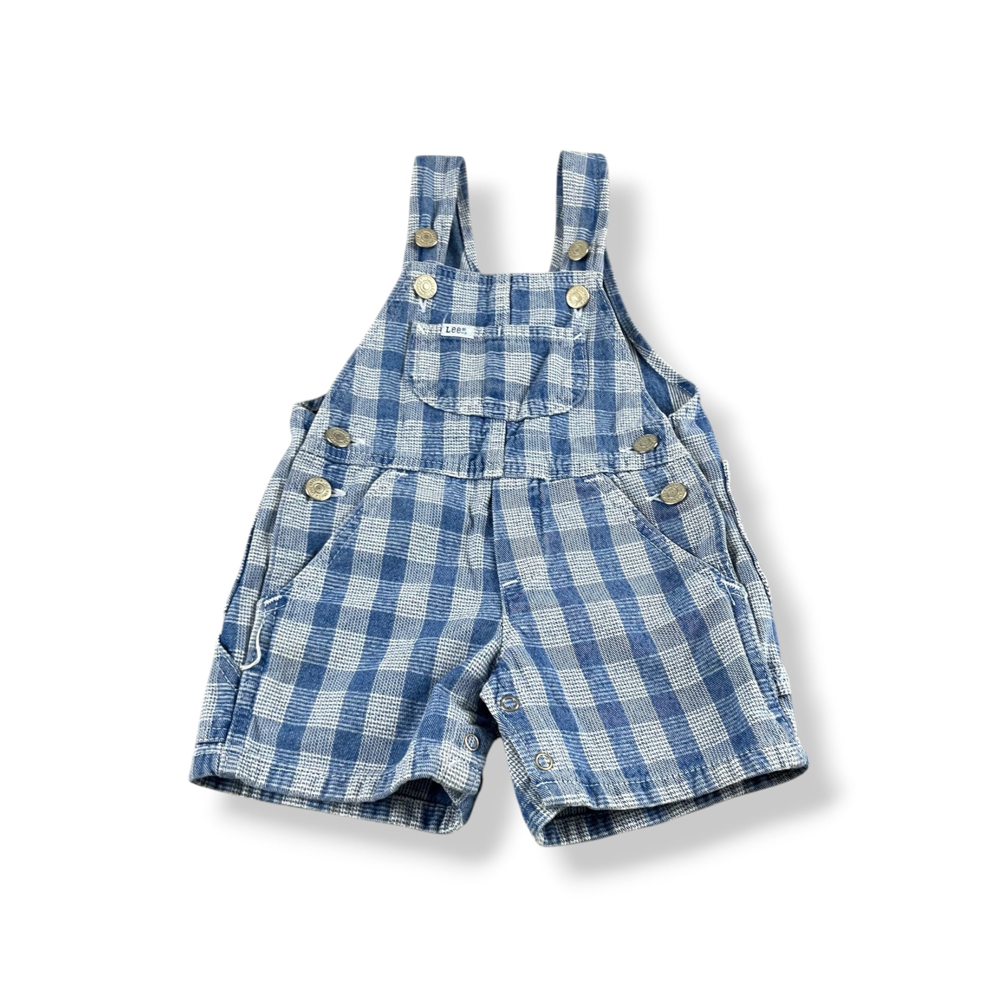 Vintage Lee Gingham Denim Shortalls 18 Months