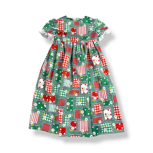 Vintage 70's Patchwork Floral Dress 4T