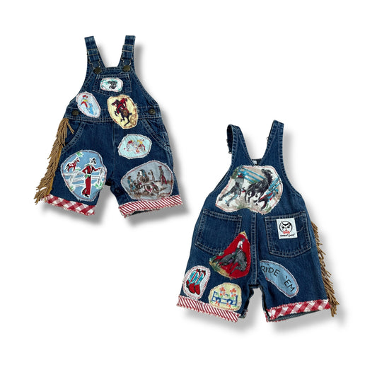 Vintage OshKosh Upcycled Cowboy Shortalls 18 Months