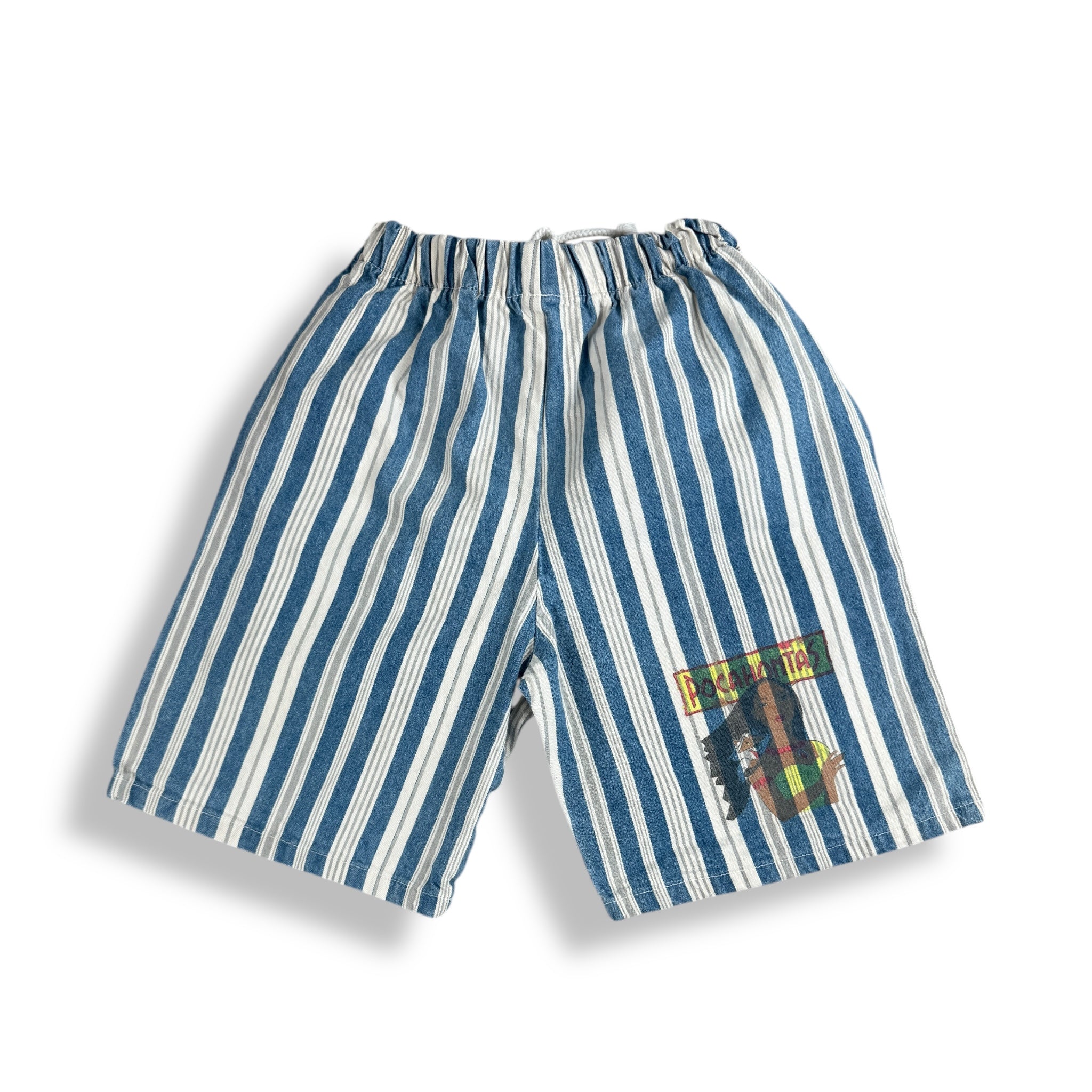 Vintage Striped Denim Pocahontas Shorts 8-10
