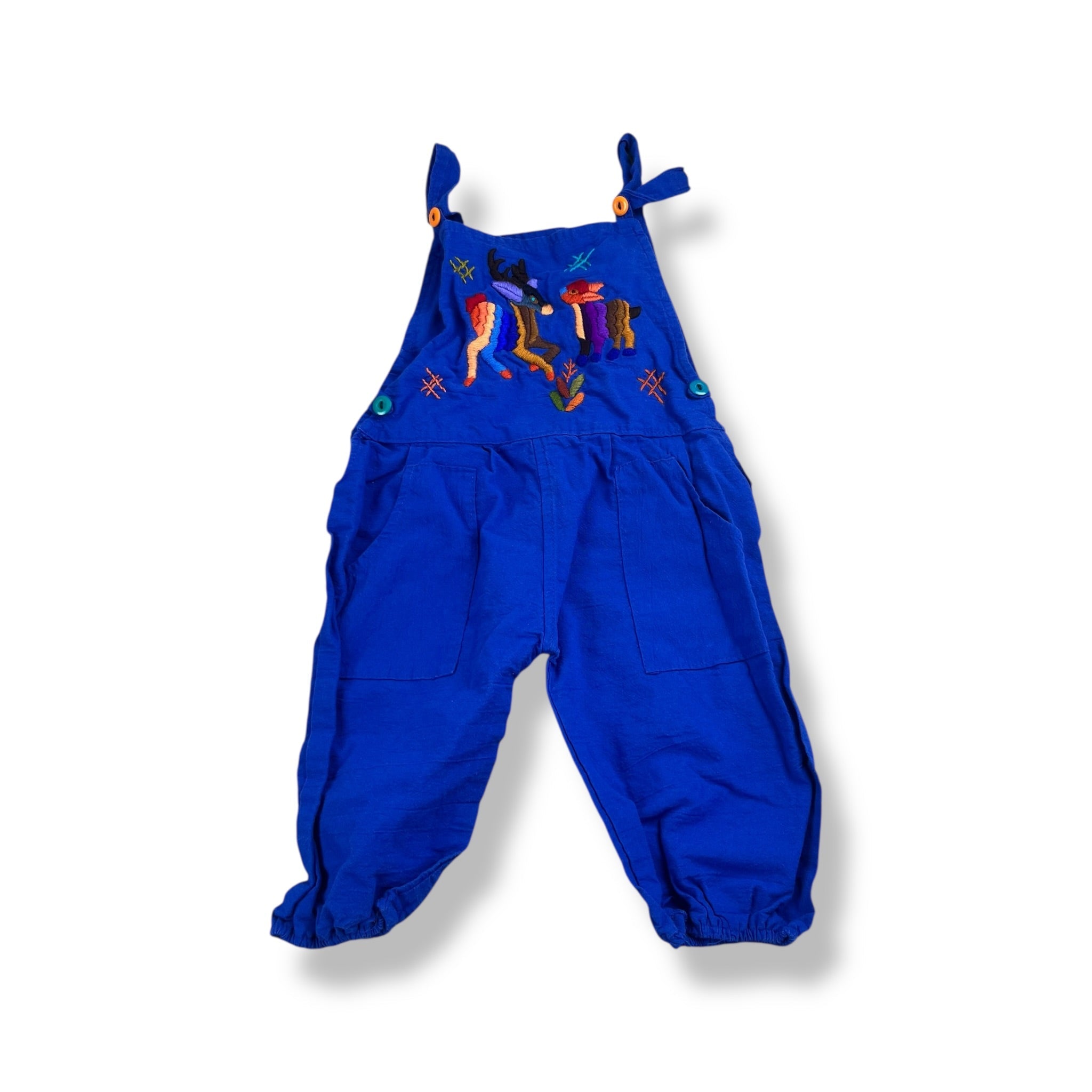 Vintage Deer Embroidered Overalls 2T