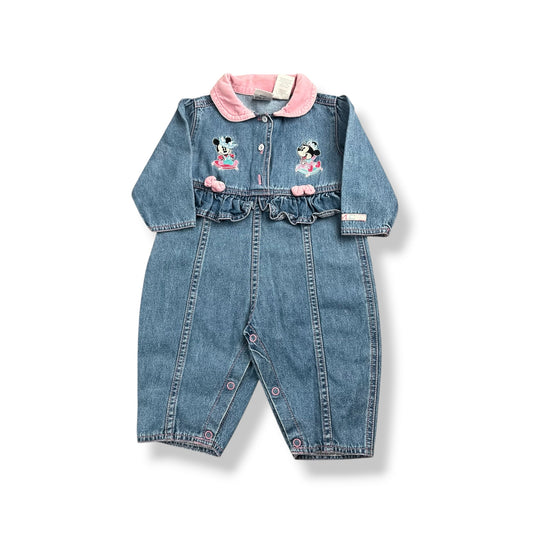 Vintage Mickey & Minnie Mouse Denin Romper 12 Months