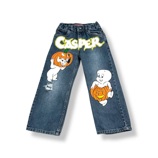 Hand Painted Casper The Friendly Ghost Jeans 4/5T