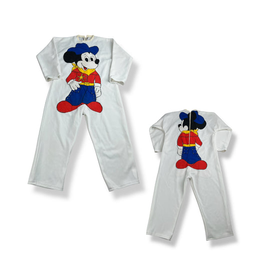 Vintage Cowboy Mickey Mouse Upcycled Romper 3/4T