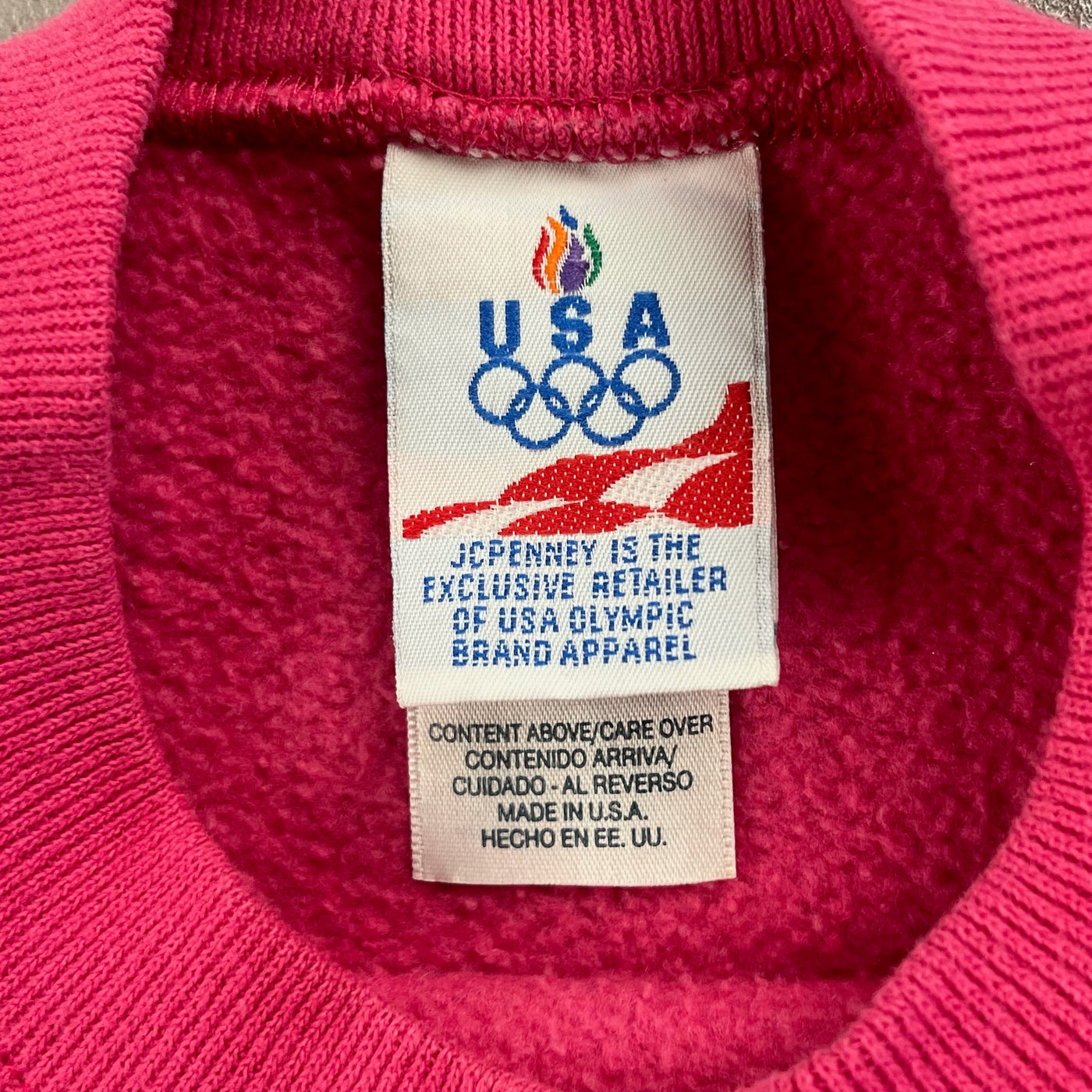 Vintage Pink Olympics Crewneck Youth Large