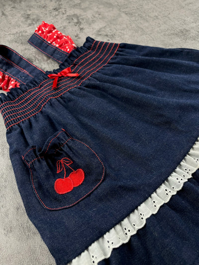 Vintage Health-tex Denim Cherry Dress 2T