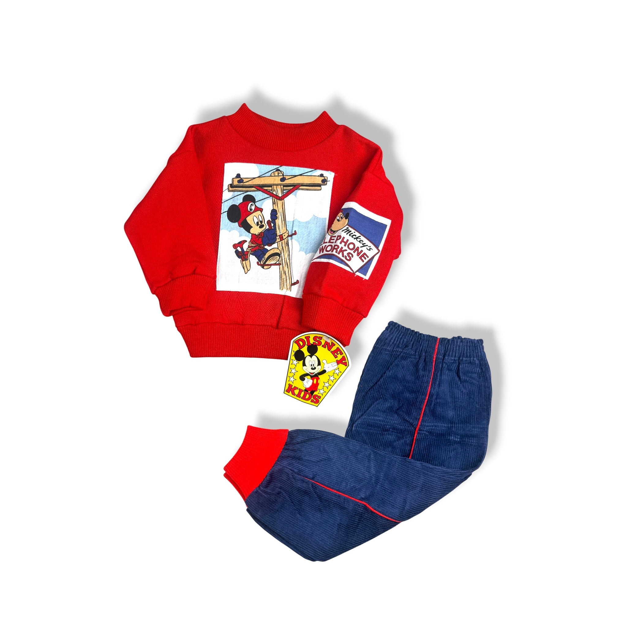 Vintage Deadstock Baby Mickey Telephone Lineman Set 12 Mo