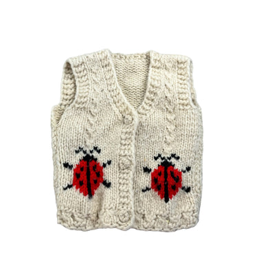 Vintage Lady Bug Knit Vest 3T