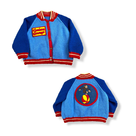 Vintage Curious George Cardigan Knit 4/5T