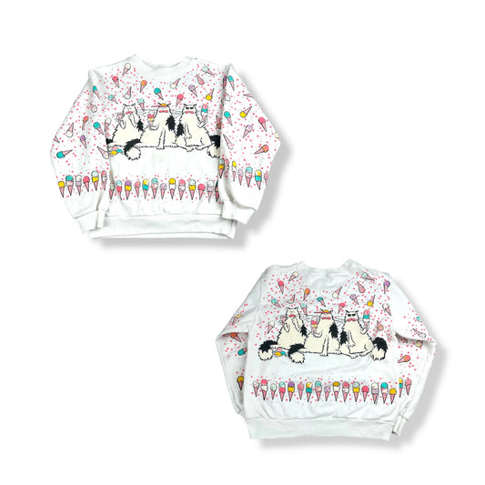 Vintage 90's Cat AOP Sweater 4T