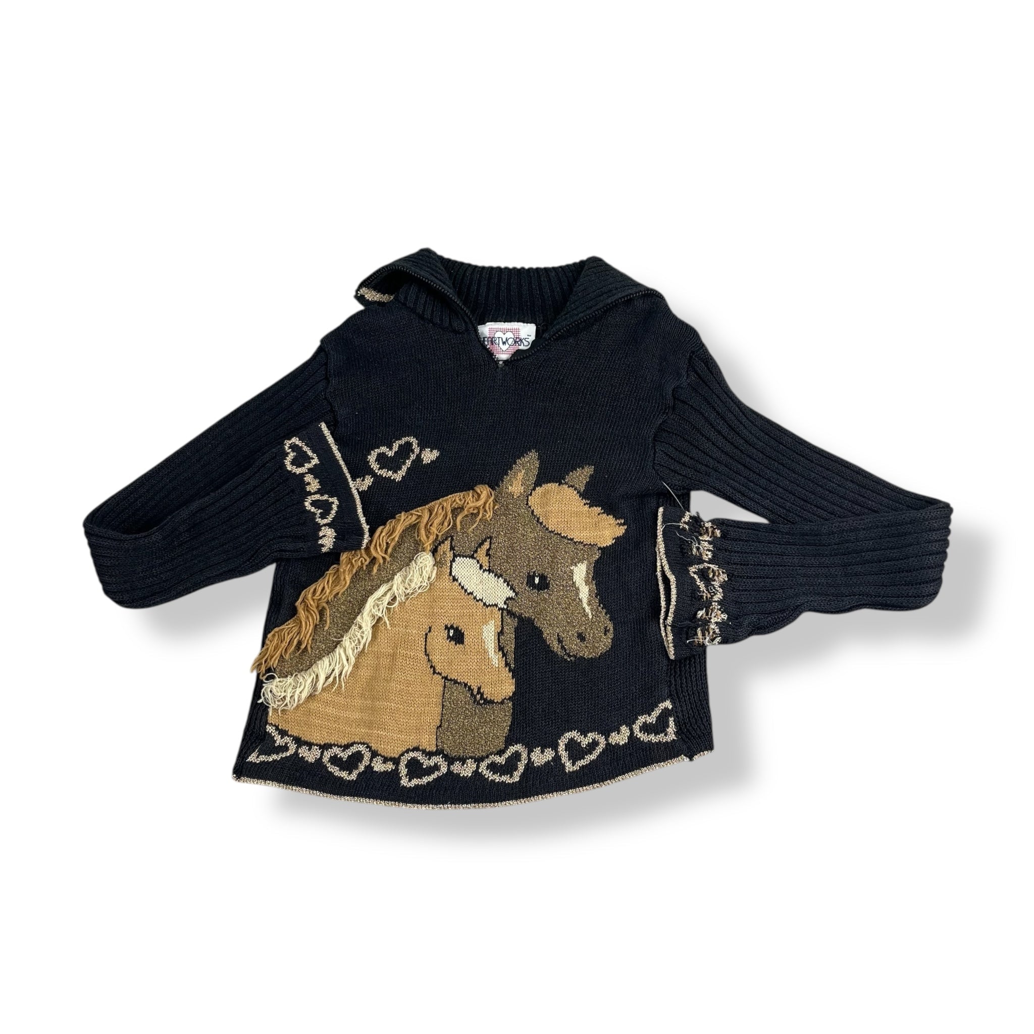 Vintage Heartworks Horses Sweater Zip 3/4T