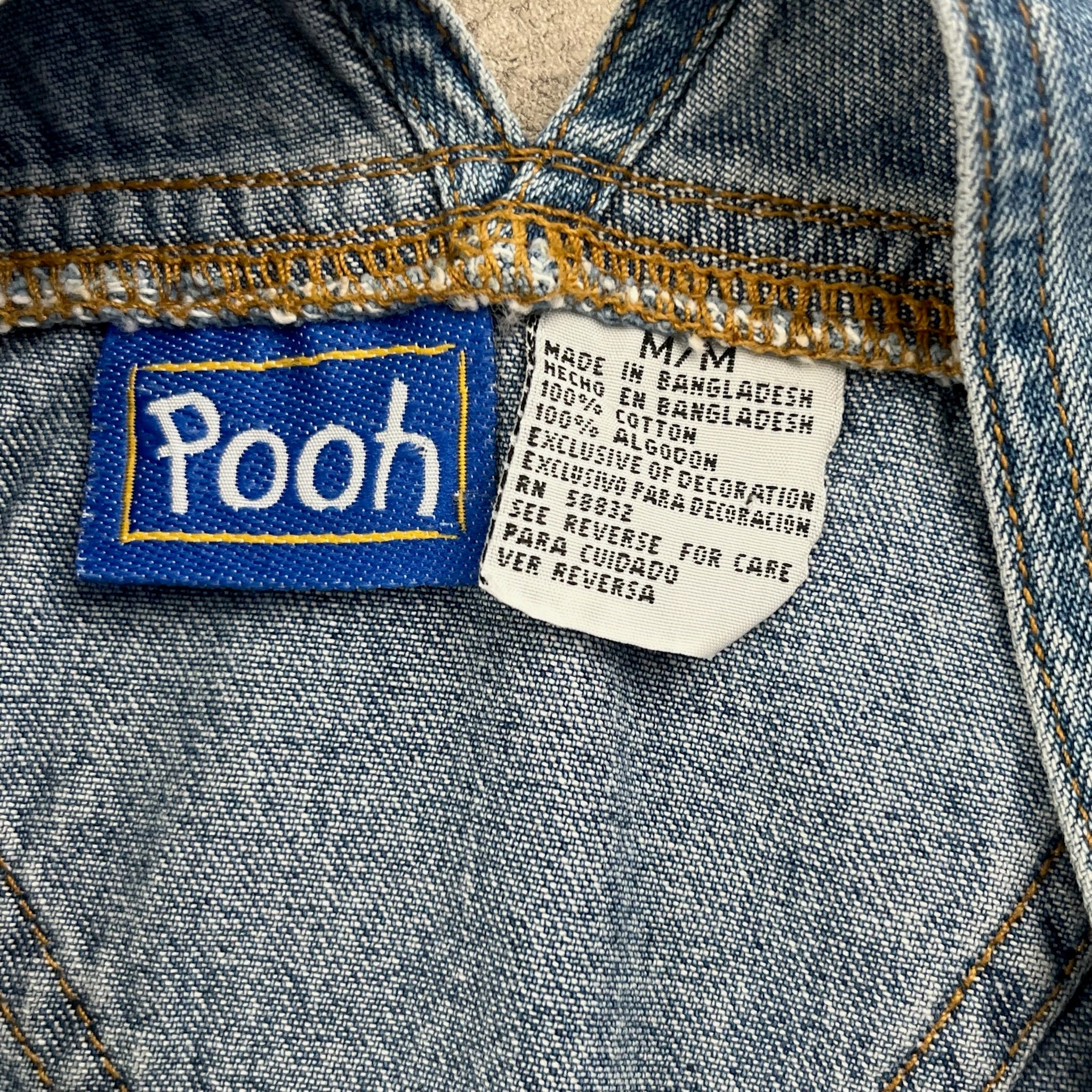 Vintage Winnie The Pooh Denim Shortalls Youth Medium