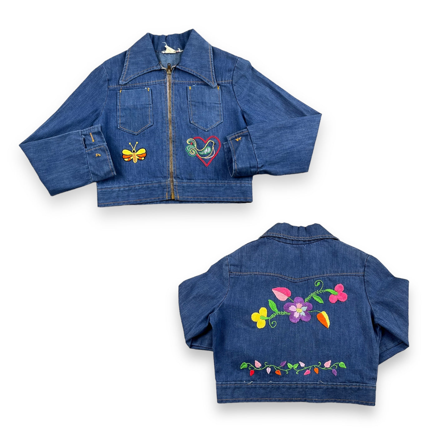 Vintage 70’s Embroidered Denim Jacket 2/3T