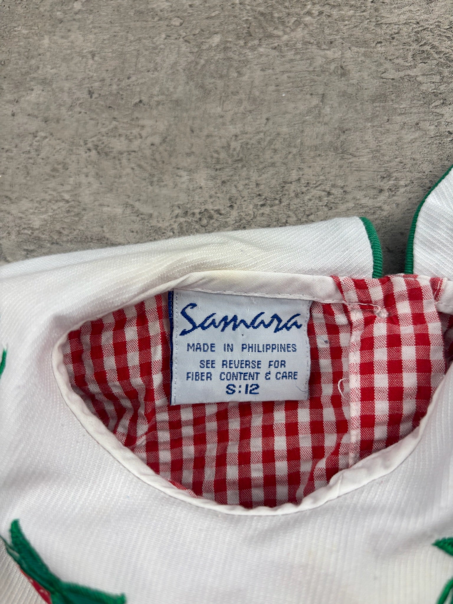 Vintage Strawberry Gingham Romper 12 Months