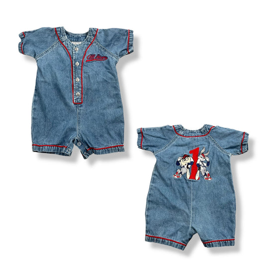 Vintage Looney Tunes Denim Romper 12 Months