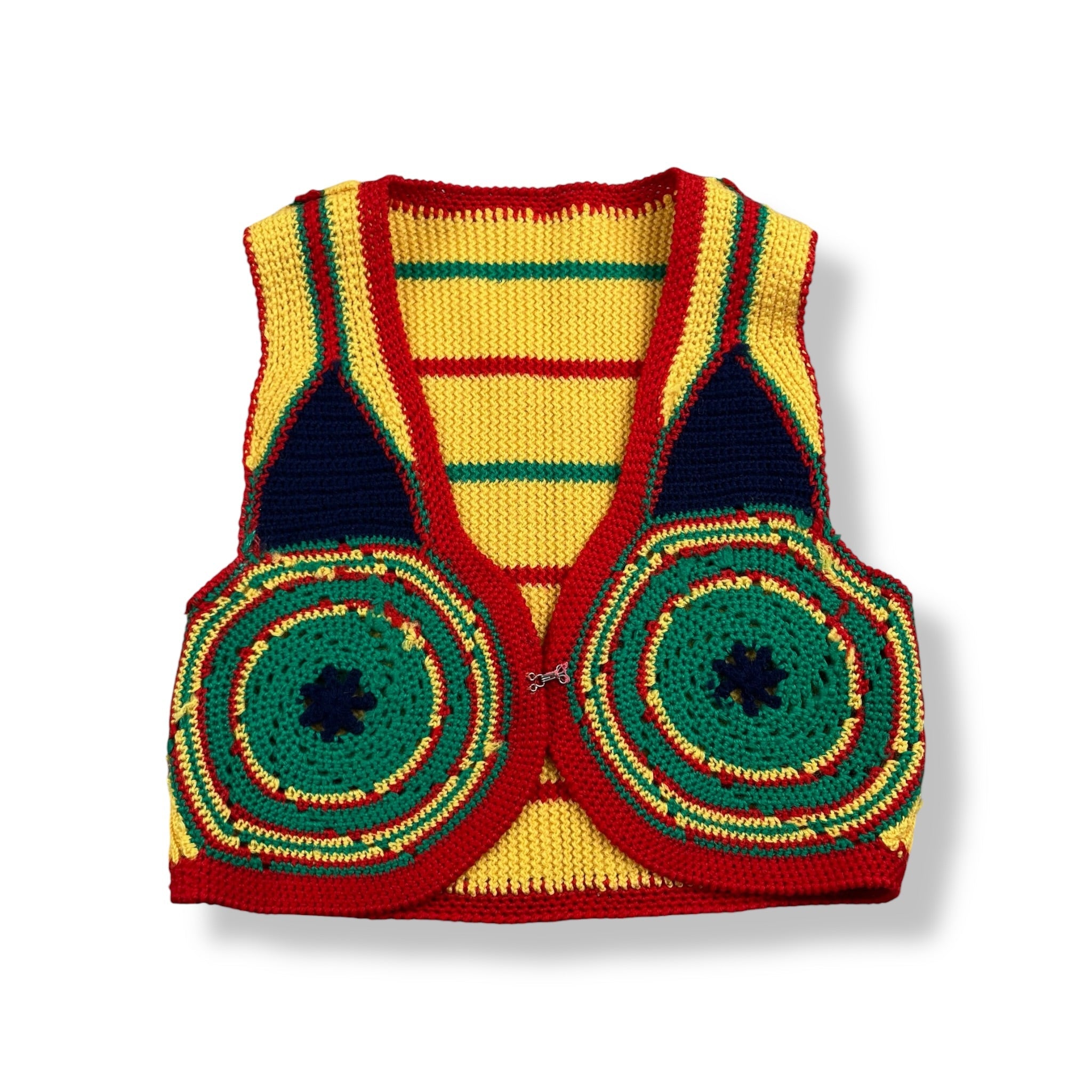 Vintage Crochet Color Block Vest 2-4T