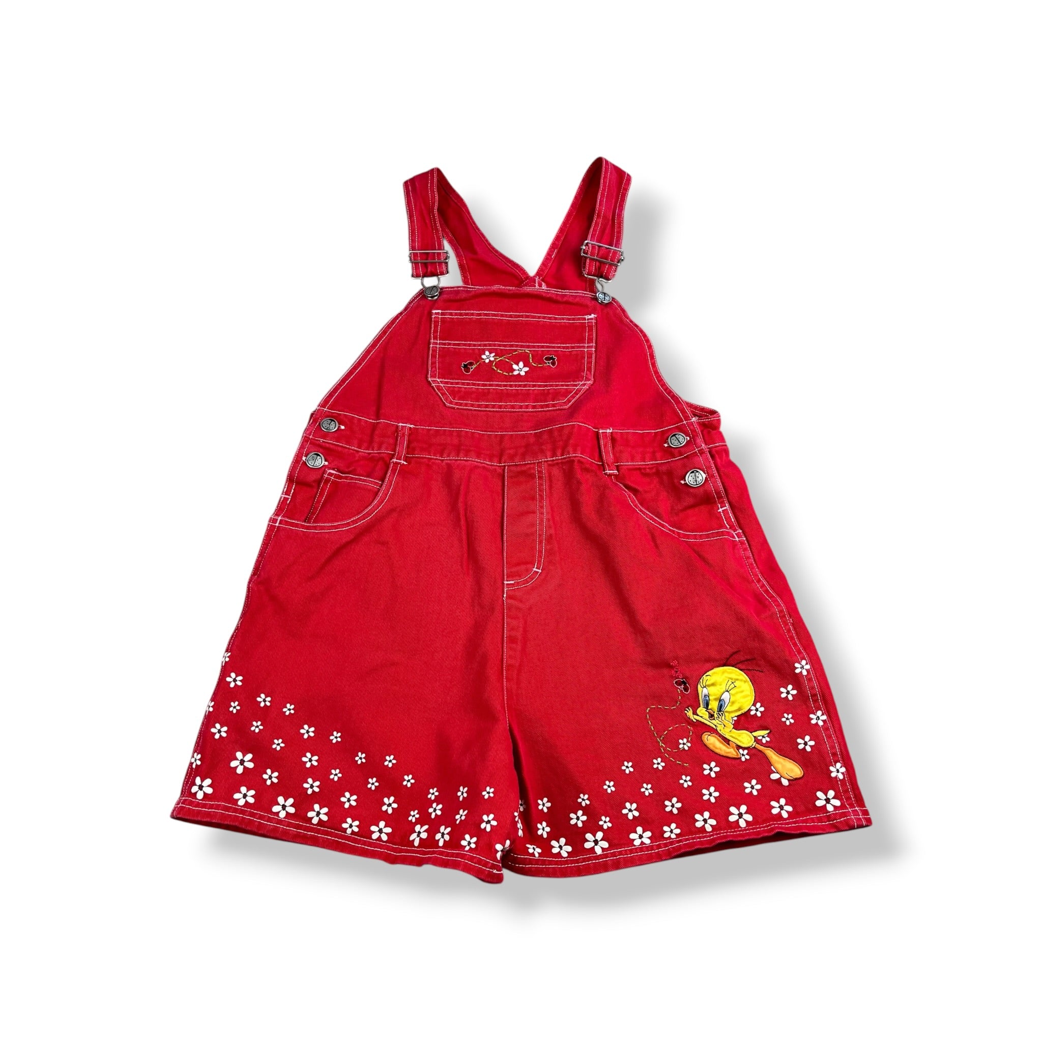 Vintage Looney Tunes Tweety Bird Shortalls Youth Large