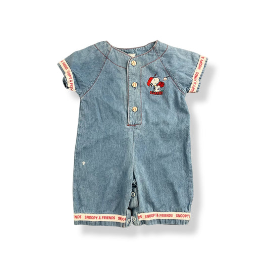 Vintage Snoopy Baseball Denim Romper 9-12 Months