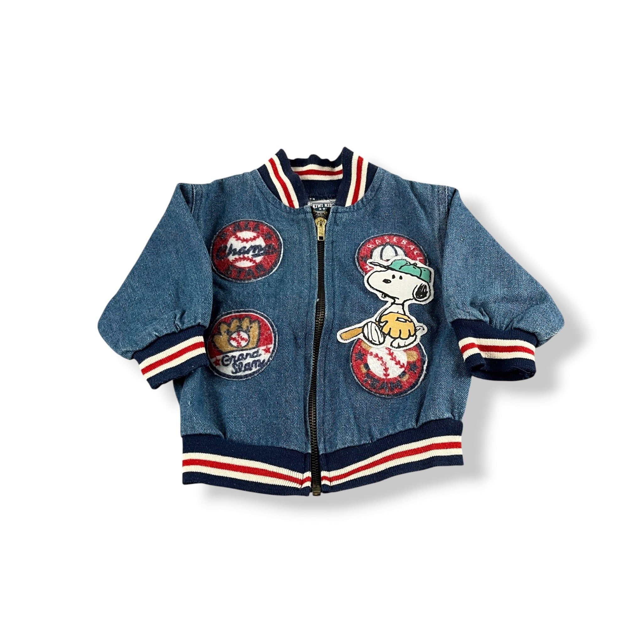 Vintage Upcycled Snoopy Baseball Jacket 12-18 Months