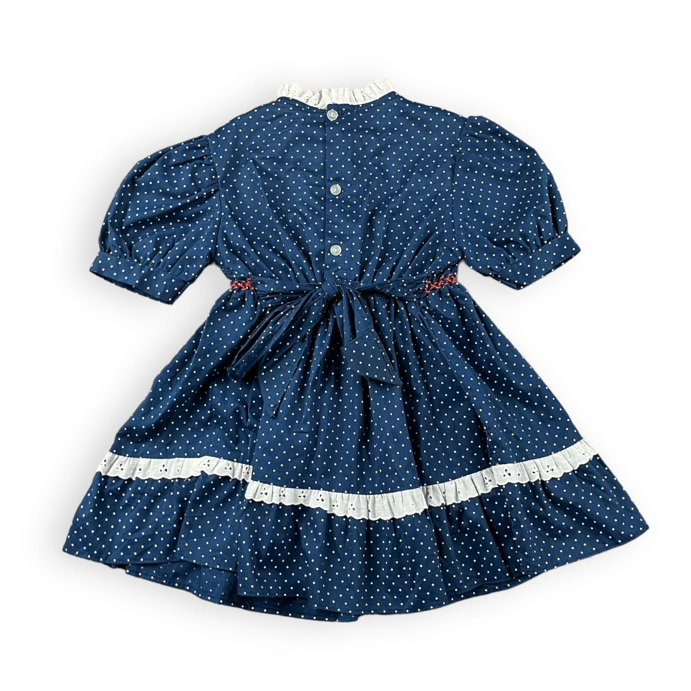 Vintage Hand Smocked Polka-Dot Dress 3/4T