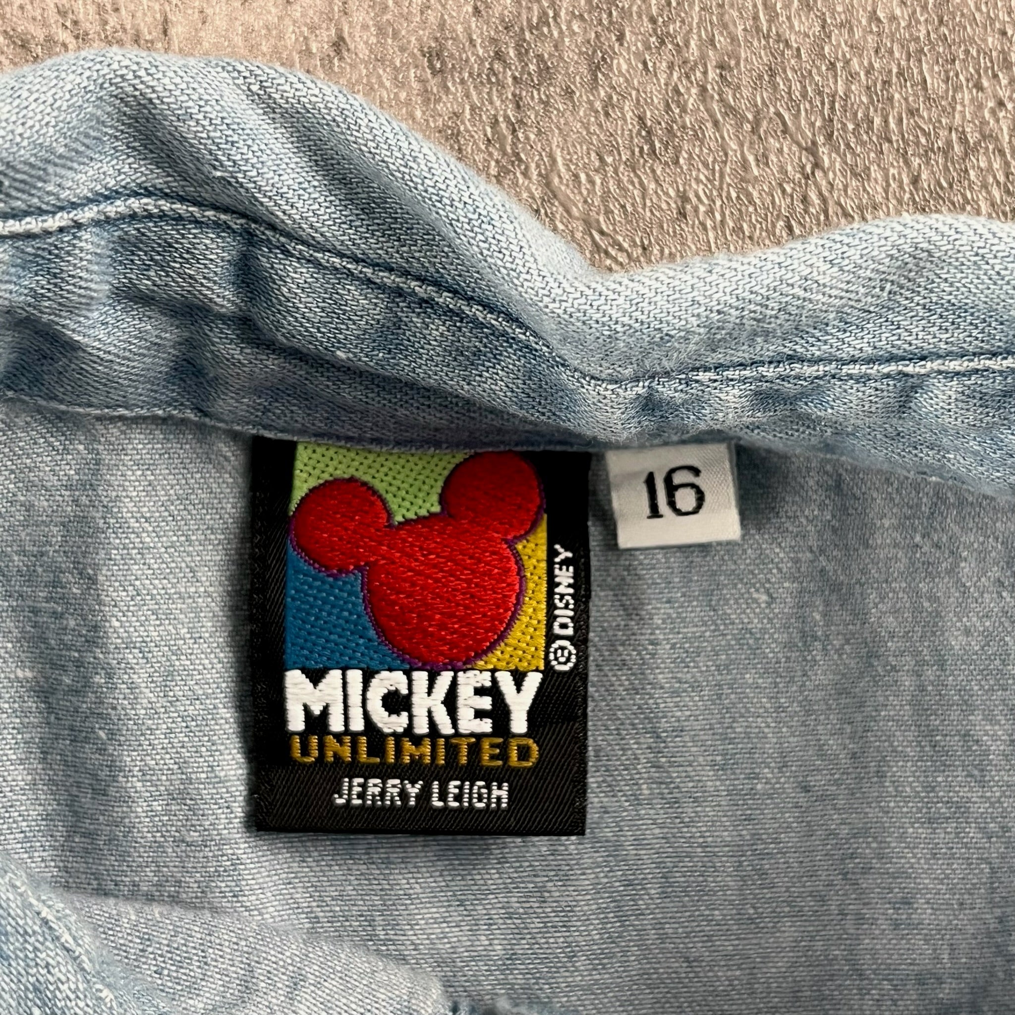 Vintage 90’s Mickey & Friends Denim Button Up Youth XL / Adult Small