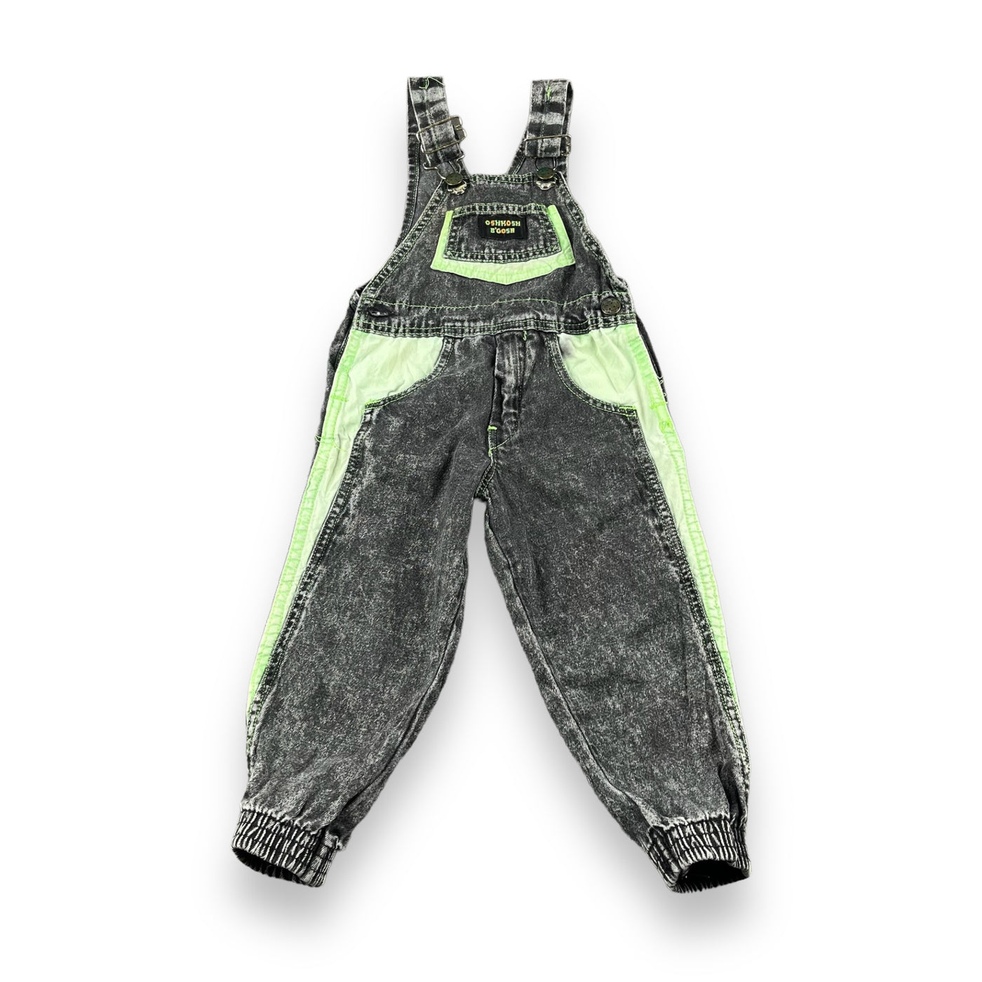 Vintage OshKosh Stonewash Neon Overalls 2/3T