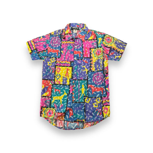 Vintage Geometric AOP Button Up Youth Medium