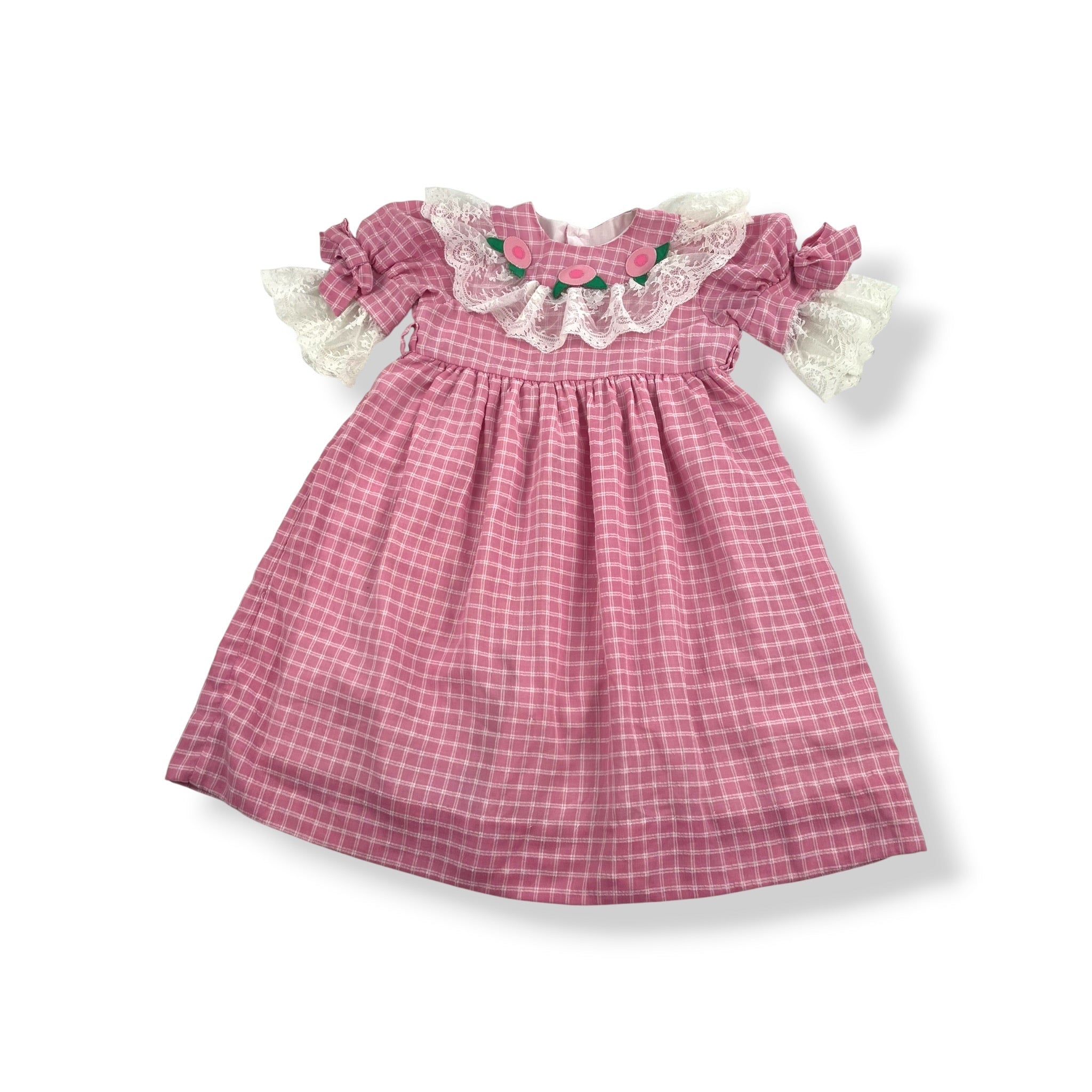 Vintage Chocolate Soup Floral Gingham Dress 6x