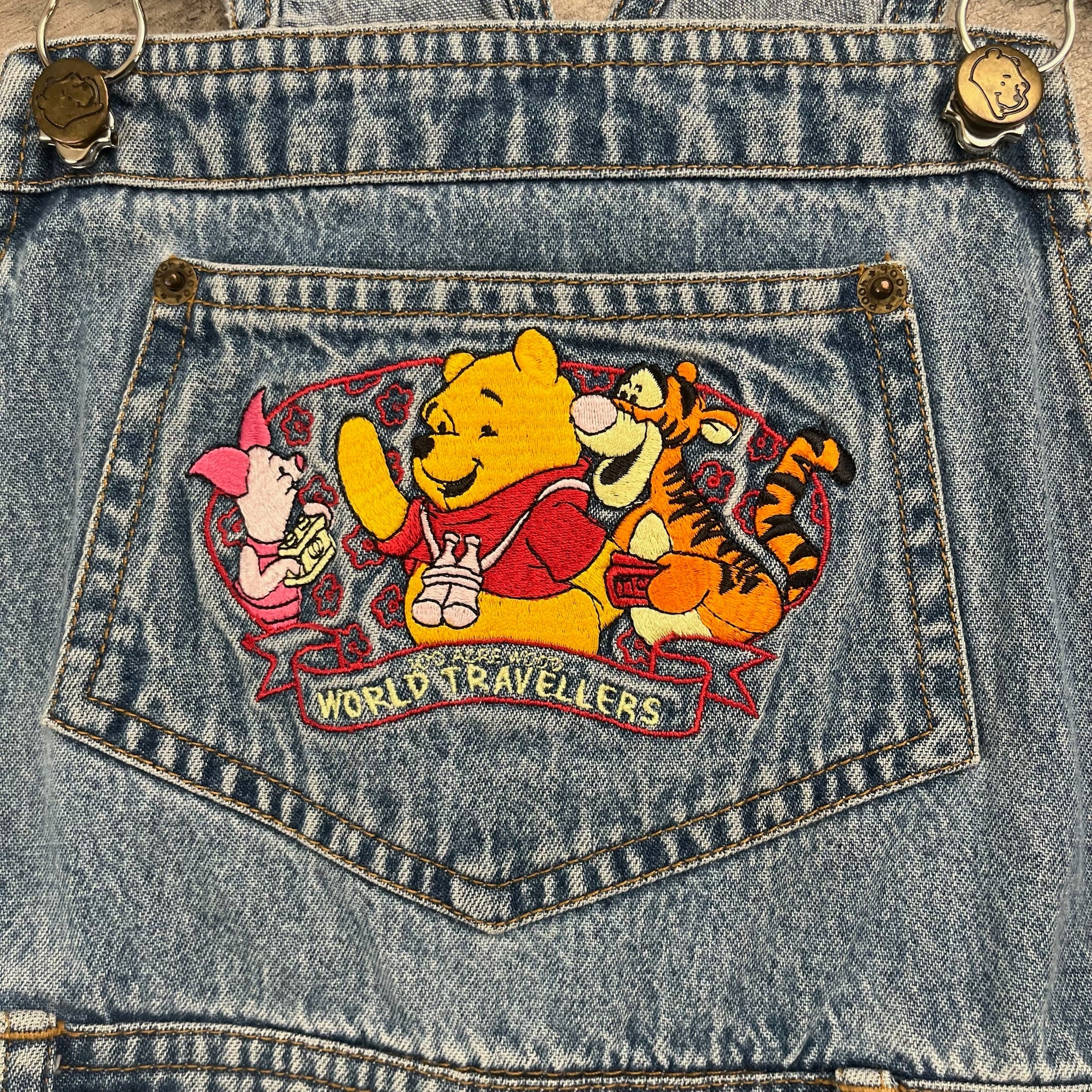 Vintage Winnie The Pooh Denim Shortalls Youth Medium