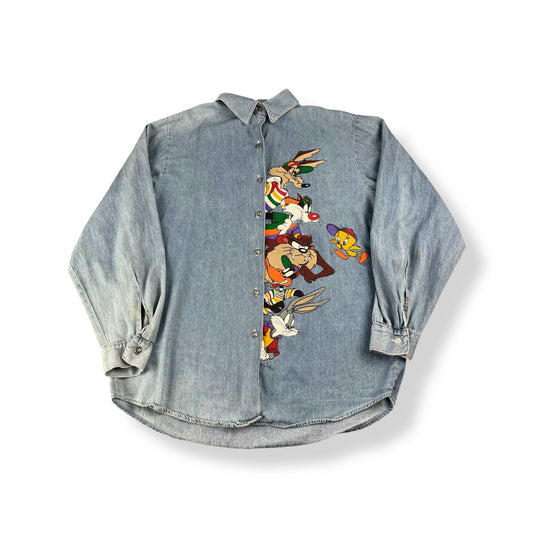 Vintage Looney Tunes Denim Button Up Adult M/L