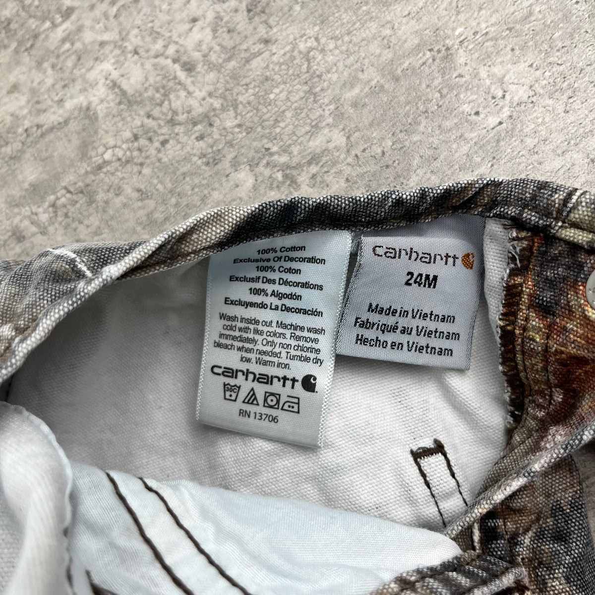 Vtg Carhartt Camo Overalls 24M