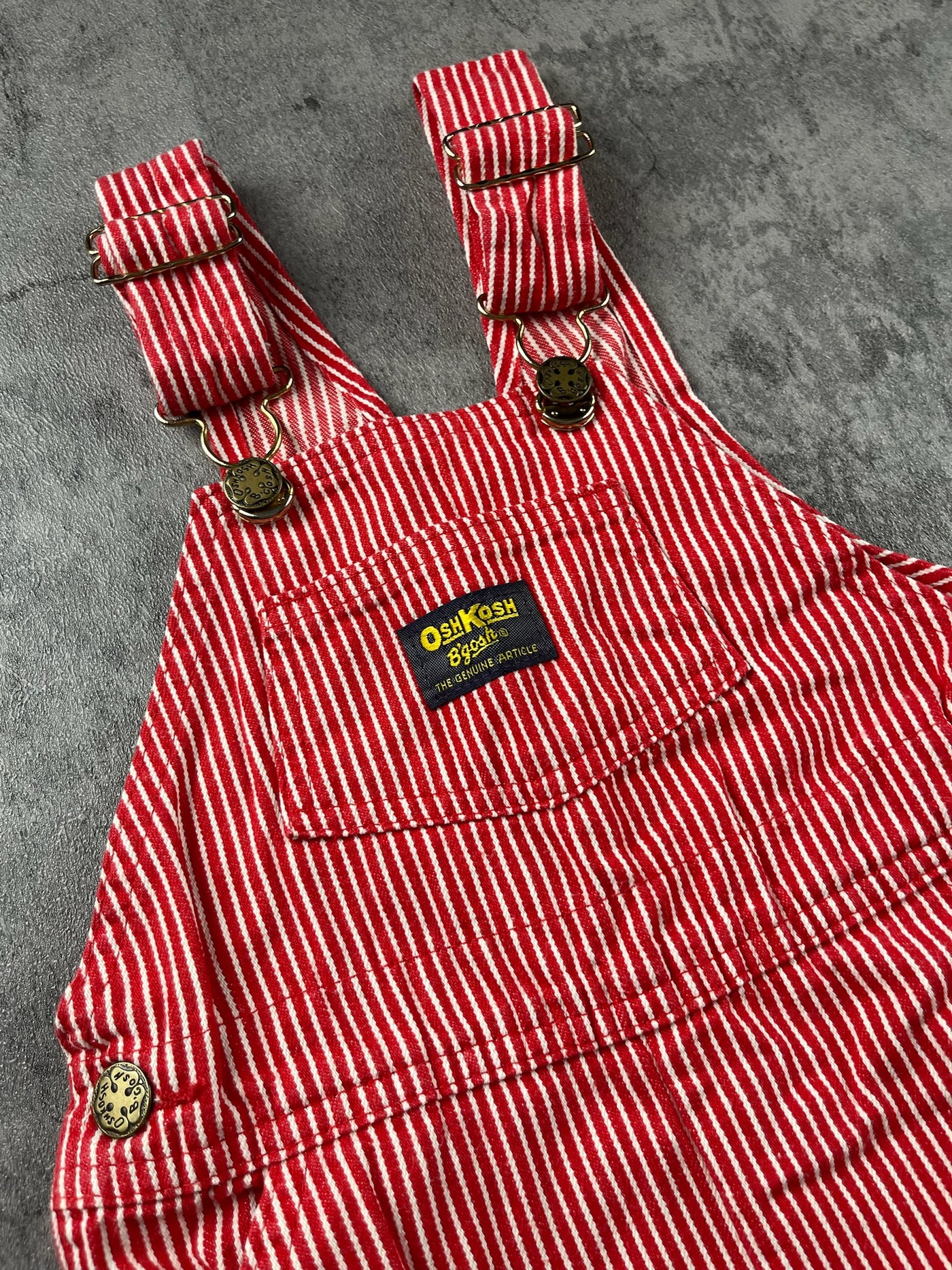 Vintage OshKosh Hickory Striped Shortalls 3/4T