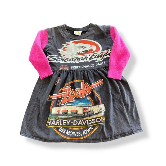Harley Davidson Upcycled Dress 2/3T