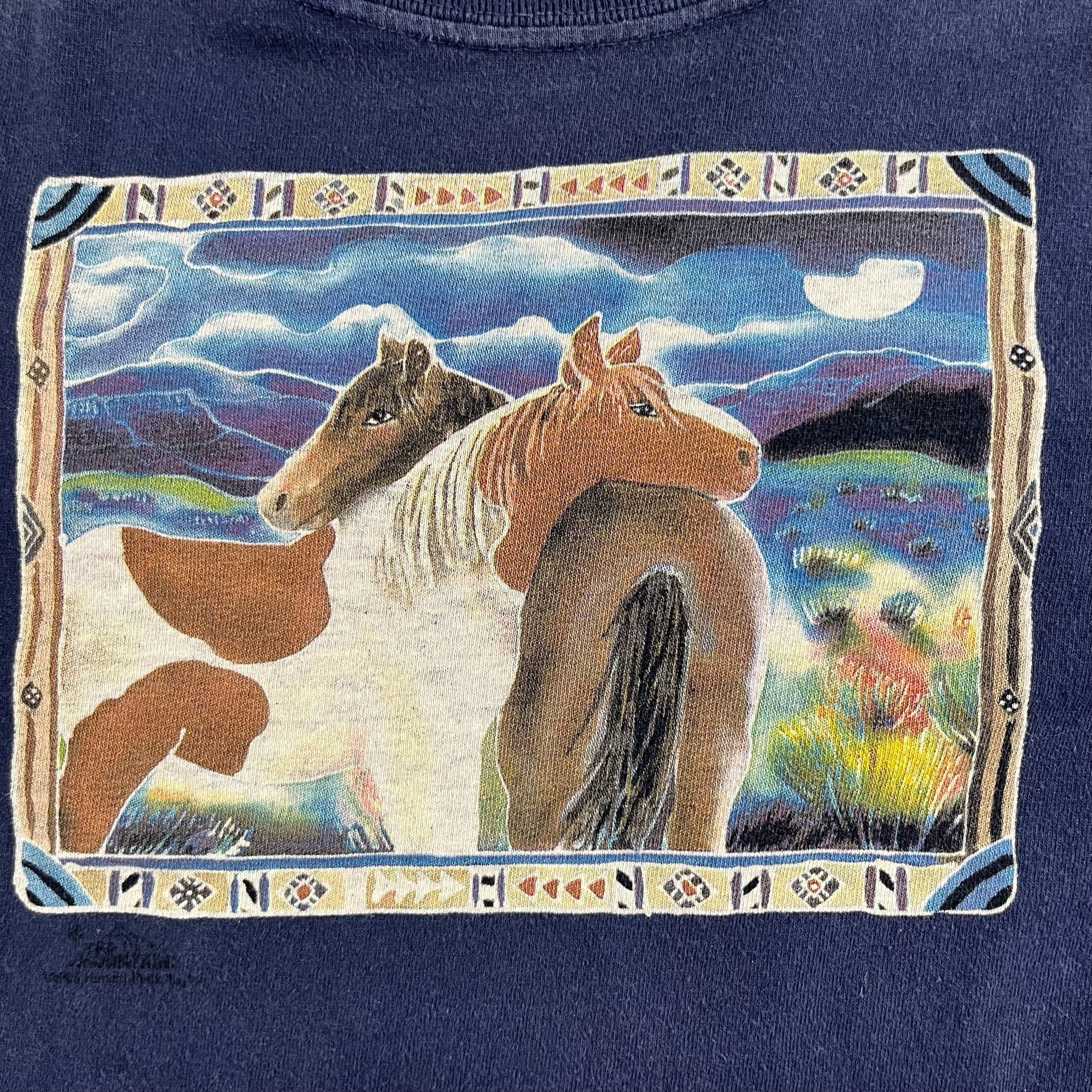 Vintage Mountain Horses Shirt Youth Medium