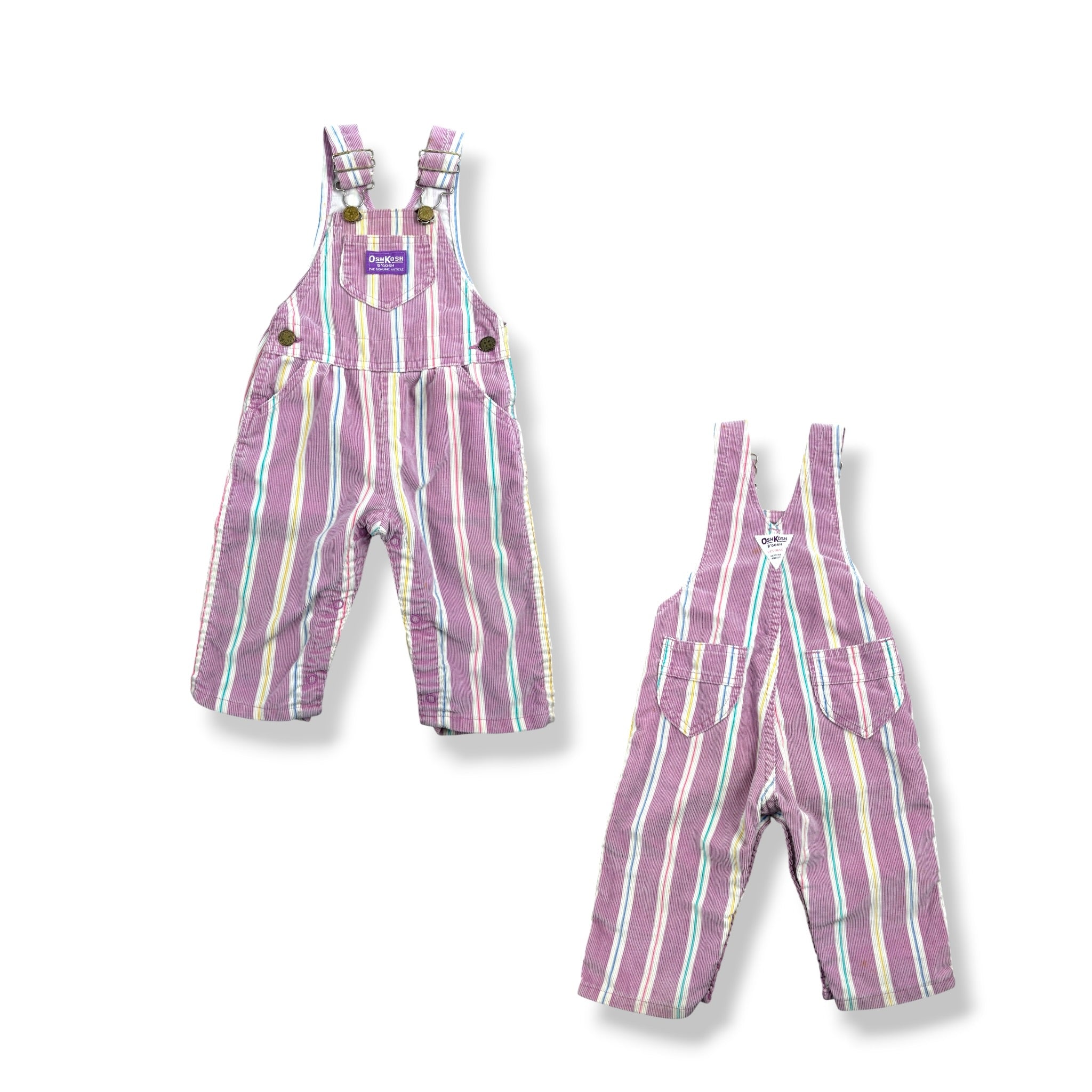 Vintage OshKosh Striped Overalls 2T