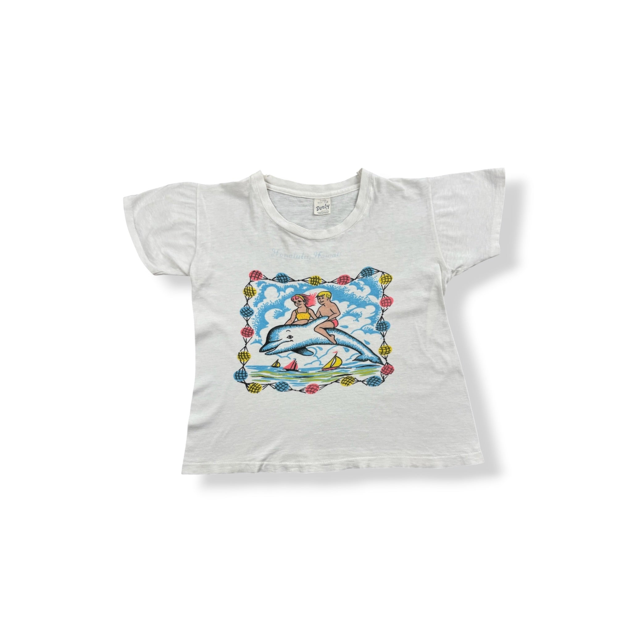 Vintage 60’s Water Print Honolulu Souvenir Shirt 3/4T