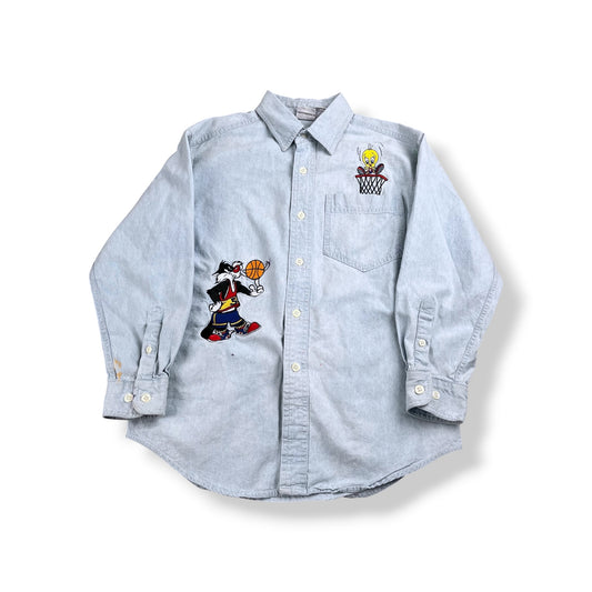 Vintage Looney Tunes Button Up Youth Medium
