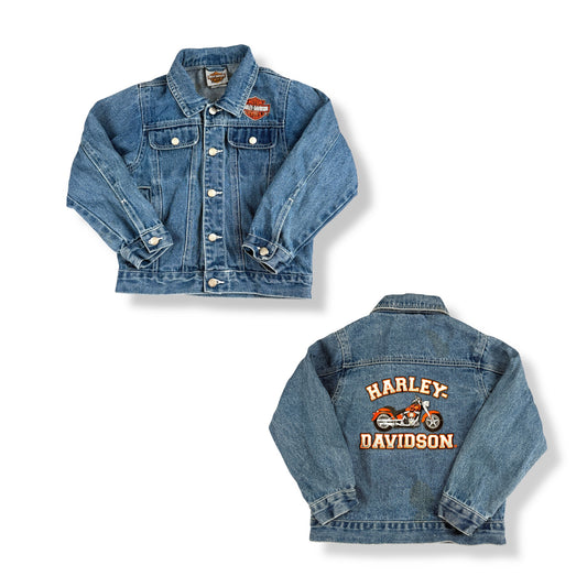 Y2K Harley Davidson Denim Jacket 4T