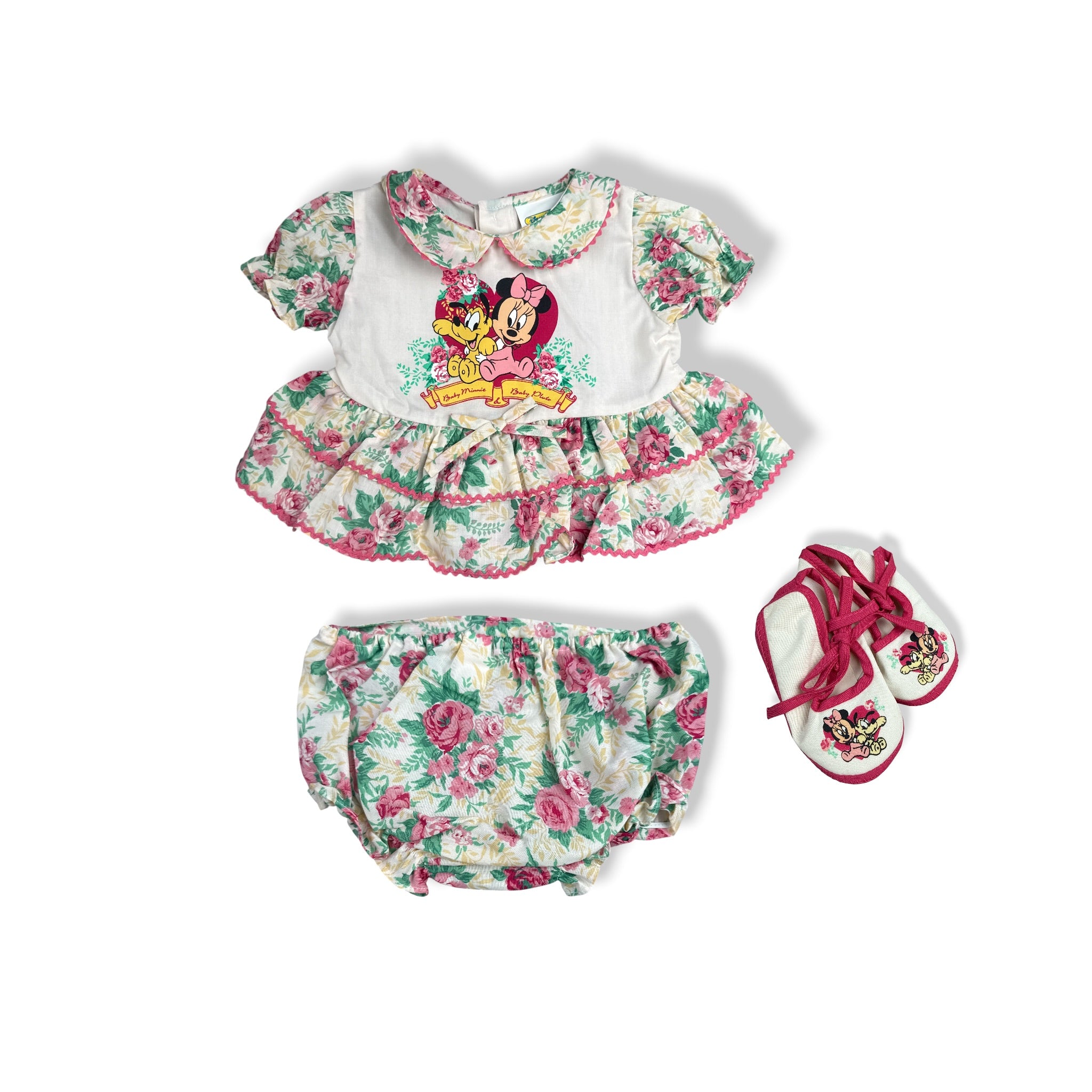 Vintage Deadstock Minnie Mouse Floral Set 3-6 Mo