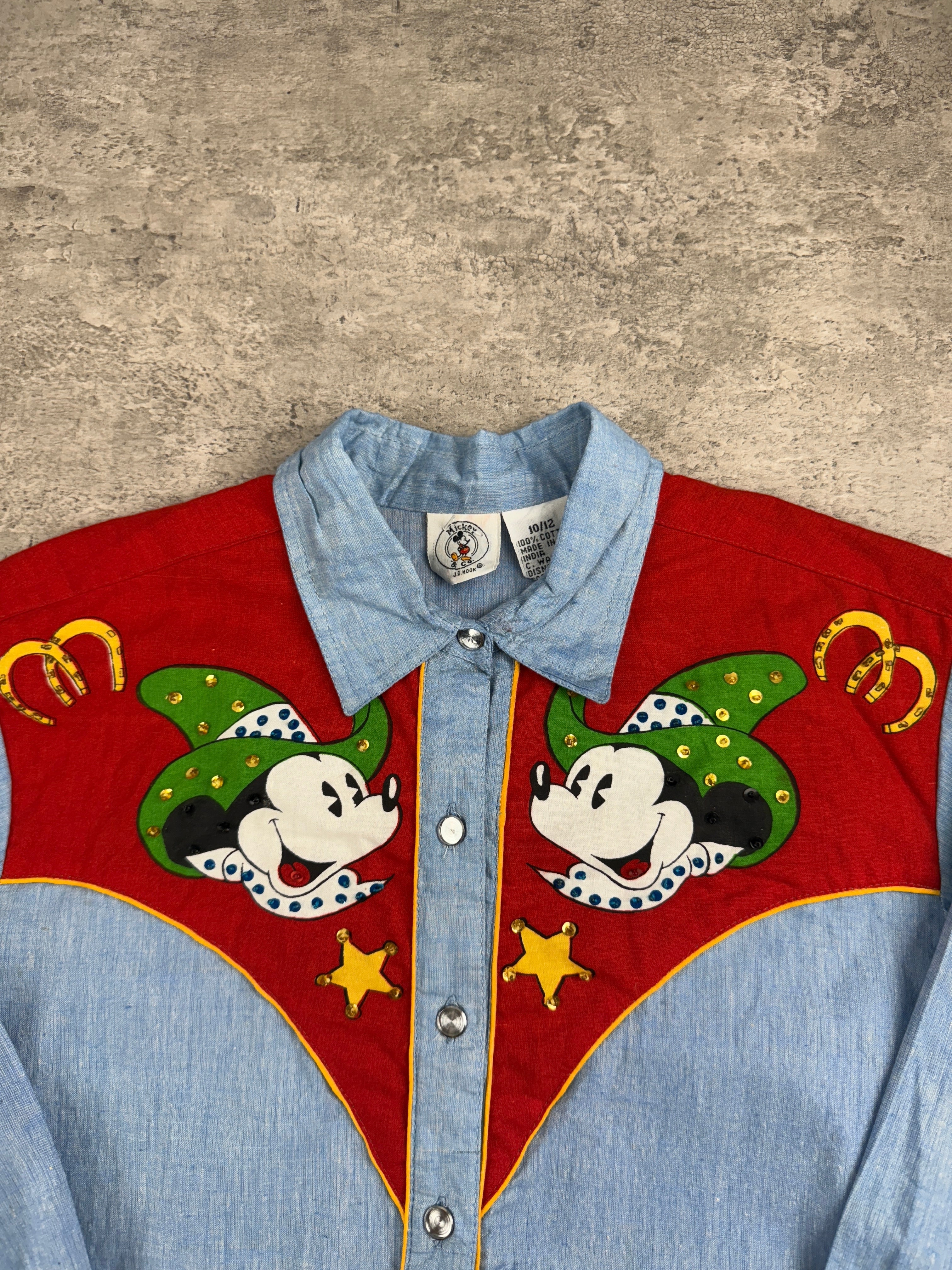 Vintage Cowboy Mickey Button Up Youth Large