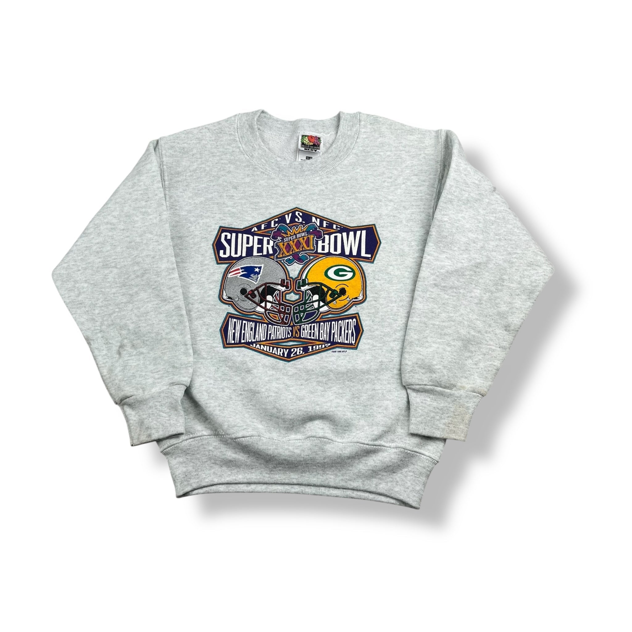 Vintage Super Bowl XXXI New England Patriots vs. Green Bay Packers Crewneck