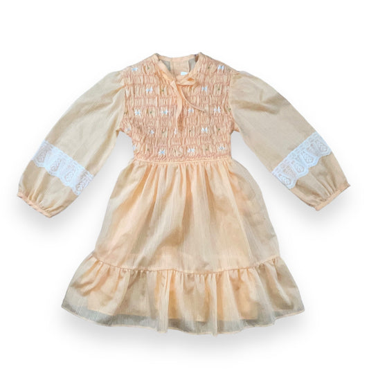 Vintage Poly Flinders Hand Smocked Dress 5T