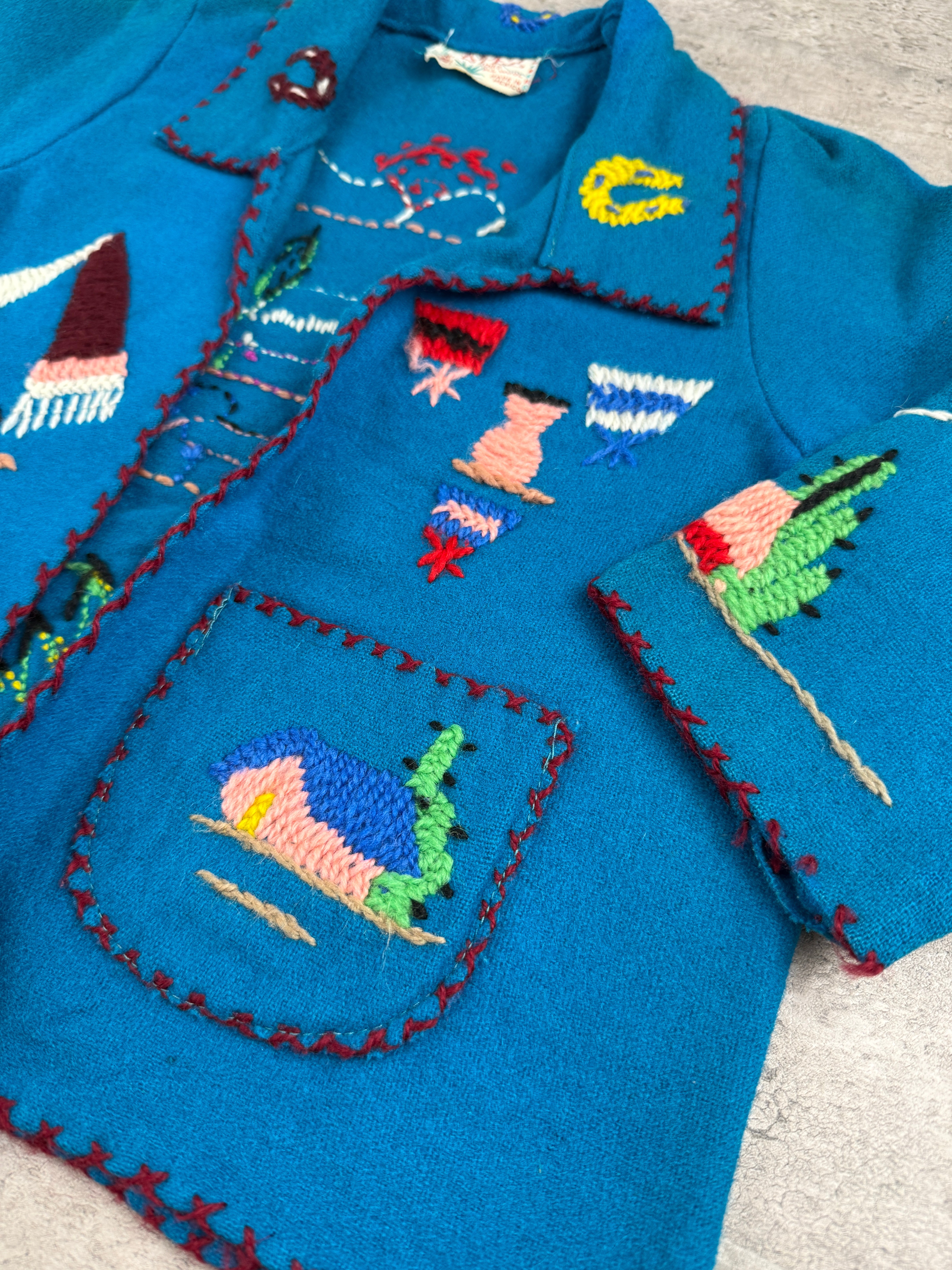 Vintage 50's 60's Mexican Wool Open Jacket 2/3T
