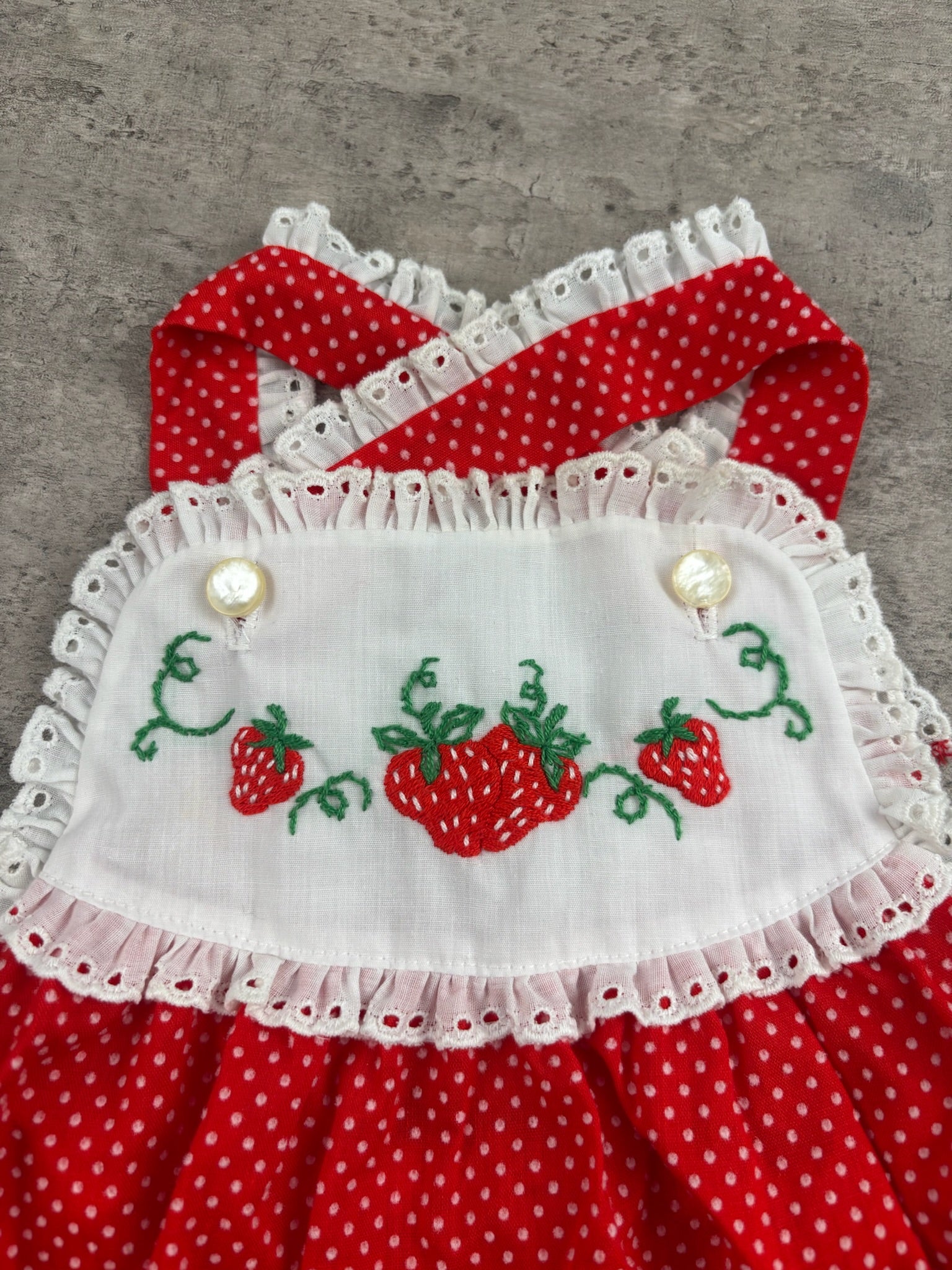 Vintage Strawberry Romper 9-12 Months