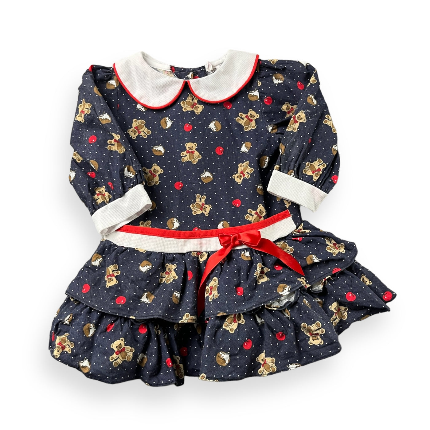 Vintage Teddy Bear Print Dress 2T