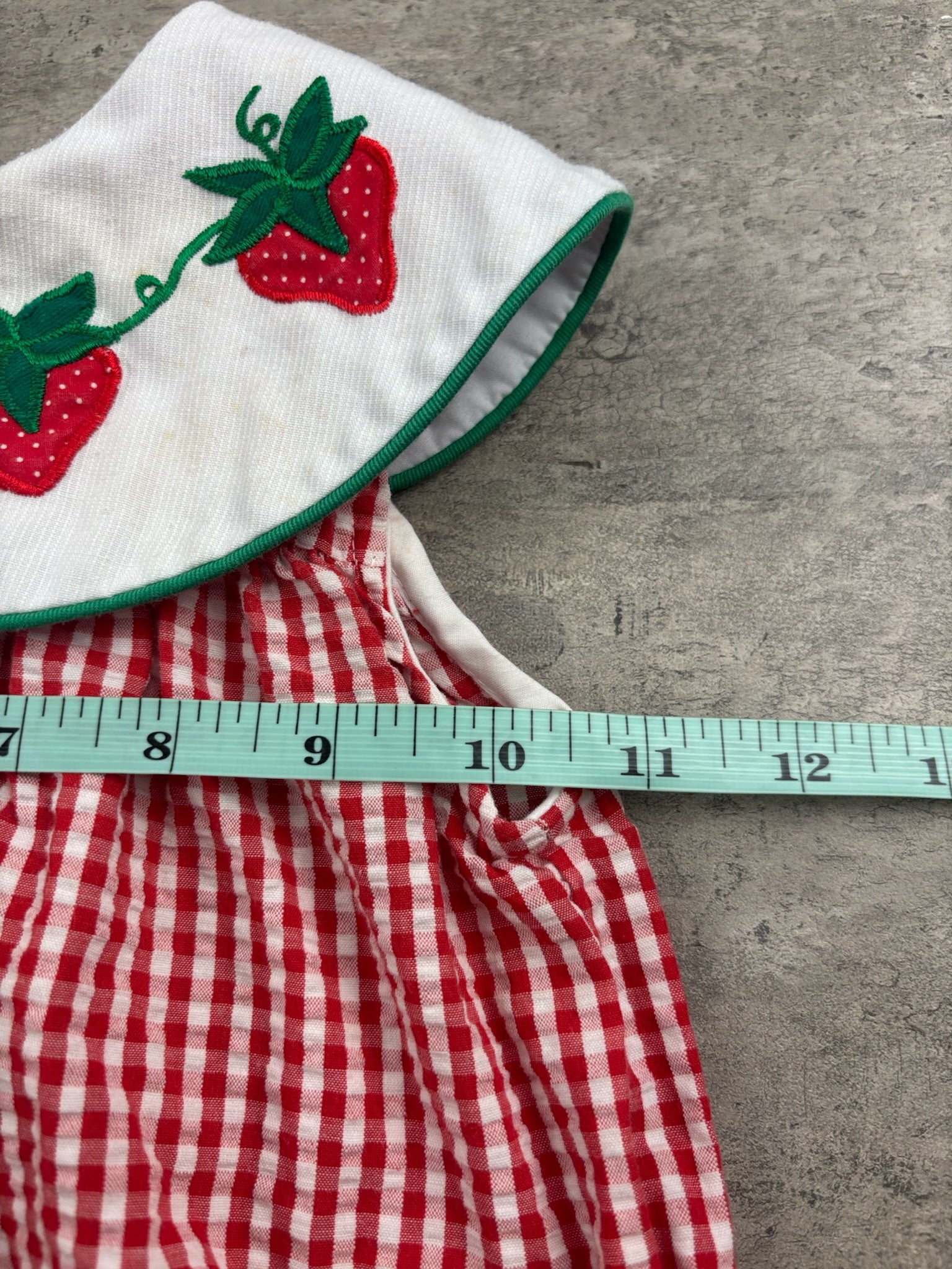 Vintage Strawberry Gingham Romper 12 Months